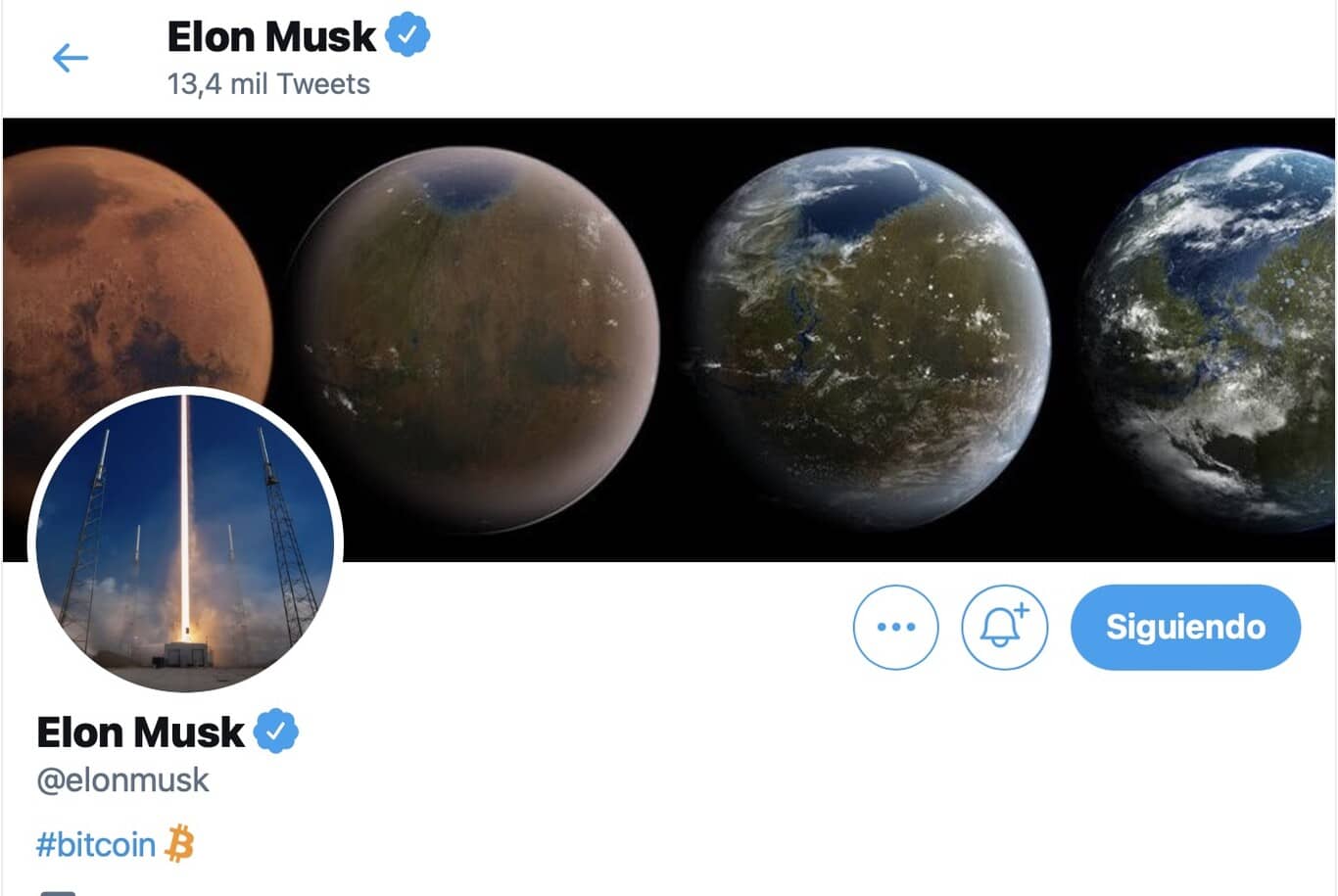Elon Musk puso #Bitcoin en su biografía de Twitter